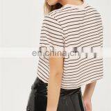 2017 Fashion Women Stripe Roll Back Crop Tops Wholesale thumbnail-5