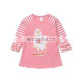 BeTheQueen Pink Girls Turkey Print Tshirt Kids Cotton Ruffle Sleeved t Shirt