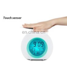 Touch sensor colors changing small round home decoration digital clock led