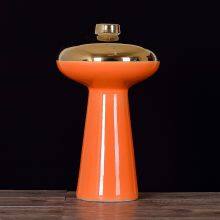 European Style Light Luxury Gild Red Yellow Ceramic Mushroom Bottle Decor For Hallway thumbnail-3