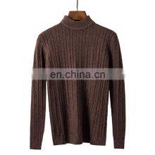 Men Cable Knit Half High Collar Cashmere Wool Sweater thumbnail-3