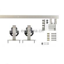 Room Interior Design Matt Black Top Big Wheel Roller Hanger Sliding Barn Door Hardware Kit thumbnail-4