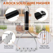 Potato Masher, Heavy Duty Mashed Potatoes Masher, Metal Wire Masher Kitchen Tool thumbnail-5