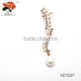 2015 Fashion Crystal Pearl Flower Ear Clip Earrings Fahion Drop Ear Cuff Earrings thumbnail-1