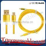 New Style Portable Fabric Braided Flat Usb Male To 3.5Mm Female Cable thumbnail-2