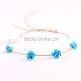 Hot-sales Baby Rose Flower Headband Girl Leather Rope Flower Hairband Toddler Baby Rose Flower Crown Headband Wh-1825 thumbnail-4