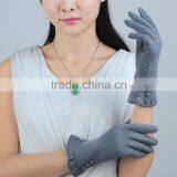 Best Feeling Grey Color Lady Wool Gloves With Wool Lining thumbnail-2