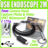 Scope 2m Cable 6LED 7mm Cable Mini USB Endoscope Inspection Camera Waterproof Borescope