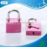 AJF New Arrival High Quality Electrophoresis Pink Color Square Love Lock With Key Nice for Anniversaries