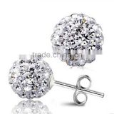 Sparkle Round CZ Crystal Ball Stud Earrings for Wedding Party