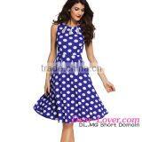 Big Stock Wholesale Blue Plus Size Polka Dot Bohemain Printed Ladies Dress thumbnail-3