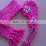 100%Acrylic Chunky Knitted Girl's Hat and Scarf Set