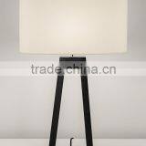 black MDF portable table lamp with chrome metal base decoration