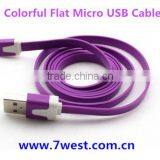 Hot Selling Colorful Noodle Flat Micro USB Cable Data Sync Charging Cable for Kindle-HTC-Samsung-LG-Nokia thumbnail-1