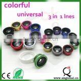 Hot Sale High 3 in 1 Circle Clip Lens Universal Lens for All Mobile Phone Lens Fisheye+wide Angle+macro Accept Paypal