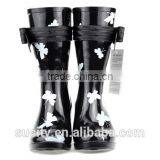 Butterfly Wedge Heel Womens Rubber Rain Boots With Strap thumbnail-2