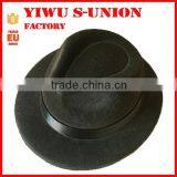 Fashion Mens Non Woven Carnival Decorate Black Felt Flat Top Fedora Hats
