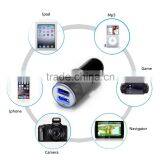 Multifunction 12v 24v 2.1A 1.0A Aluminium Bullet Dual Port USB Universal Car Charger for Iphnoe Ipad Normal Usb Phone thumbnail-5