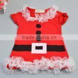 Wholesale Christmas girls red dress short sleeve lace girls christmas ruffle dress