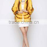 Hot Sale Yellow Cross Mink Coat With Hood Women Warm Fur Coat for Winter thumbnail-6