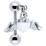 Stainless Steel Heart Eyebrow Ring Angle Wings Eyebrow Piercing Jewelry thumbnail-1