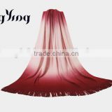2016 new design 100% Acrylic dip-dye warp blanket gradually changing red color blanket