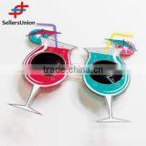 No.1 Yiwu Exporting Commission Agent Wanted Colorful Personalized Wine Glass Shaped Sunglasses for Party thumbnail-1