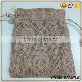 Drawstring Logo Printed Small Natural Jute Bag thumbnail-3