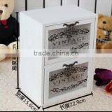2016 Mediterranean Style White Printing Flowers Glass Wooden Container Wood Storage Box Jewelry Cabinet thumbnail-3