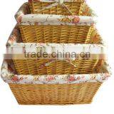 4-piece Natural White Empty Wicker Storage Basket Wedding for Egg,candy and Other Sundries With Floral Lining & Liner thumbnail-1