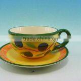 Floral Patten Small Ceramic Coffee Mug With Saucer thumbnail-1