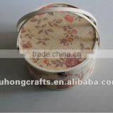 Round Bamboo Storage Basket With Flower thumbnail-1