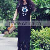Guangzhou Wholesale Clothing OEM Big Eye Paillette Black Long Tassels Dress thumbnail-2