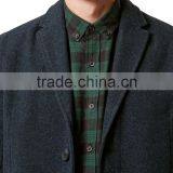 Navy Wool Crombie Overcoat Mens Single Breasted Trench Overcoat Lapel Turn-down Collar Winter Coat Jacket thumbnail-2