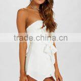 Strapless Playsuit Waist Bow-tie Sexy Women Rompers Playsuit for Summer thumbnail-3