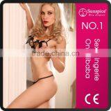 2015 New Style Sexy Mesh Set Satin & Stretch Lace Erotic Stretchy Thong&stockings Transparent Mini Mesh Set Passional Ornament thumbnail-1