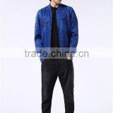 MGOO Foshan Factory Baseball Style Bomber Jackets Custom Embroidery Denim Jackets Zip Up Blue Long Sleeves Coat thumbnail-5