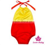 Wholesale Toddler Unisex Boutique Clothing Yellow And Red Halter Infant Newborn Baby Romper Blank Bodysuit