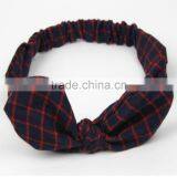 Retro Knot Bow Head Wrap ,Wholesale Checked Elastic Headband thumbnail-6