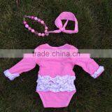 Girl Kids Romper Football Romper Girls Pink Romper With Headband and Necklace thumbnail-4
