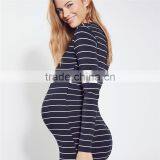 Hot Long Sleeves Stripe Pregnant Women Images Bodycon Maternity Dresses thumbnail-3