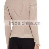 Antique-Rose 100% Cashmere Loose Crew Neck Women Chinese Sweater With Inverted Triangle Stiching on Back thumbnail-3