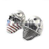 Titanium Steel Unadjustable Rings Antique Silver Multicolor Enamel Skull National Flag thumbnail-2