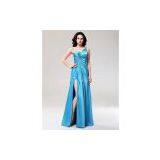 Sheath/Column One Shoulder Floor-length Stretch Satin Macy's Prom Dresses thumbnail-1