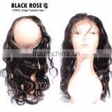 Virgin Human Hair Lace Closure Ear To Ear Elastic 360 Lace Band Frontal Closure With Baby Hair Bleached Knots thumbnail-3