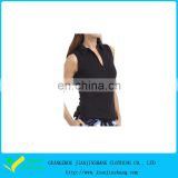 Dry Fit Spandex Sexy Slim Fitted Black Color Sleeveless Polo Shirts For Girl