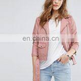 High Quality Fashion Long Sleeve Zipper Latest Design Women PU Leather Jacket thumbnail-2
