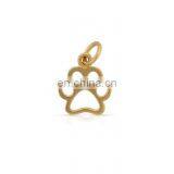 High Quality Gold Plated 15.2x10mm Openwork Paw Printed Charms