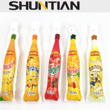 custom printed PE/PET PE/NY injected fruit shape and bottle shaped pouch 100ml/150ml/200ml/250ml for juice