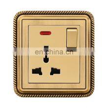 Type 86 Universal 3 Pin Wall Socket With Switch 16A Copper Wire Drawing Panel Sockets And Switches Electrical With LED Light thumbnail-1